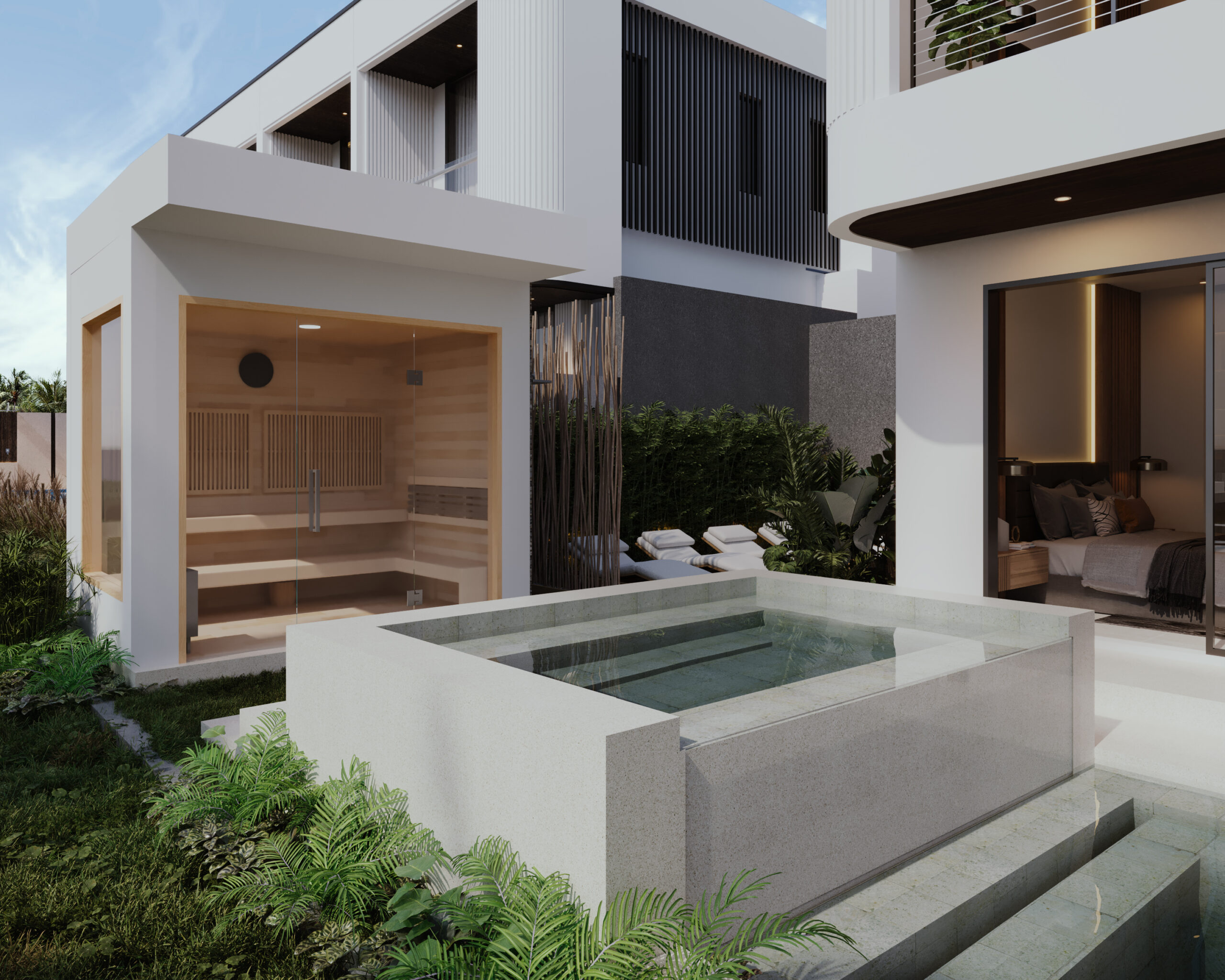 Rückseite Liva Pool und Sauna 2.0 - Bali Immobilien